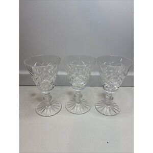 3 WATERFORD ADARE CUT CRYSTAL PORT/ CLARET WINE GLASS STEMWARE 5” H